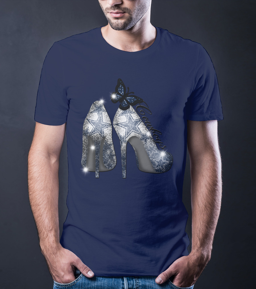 Dallas Cowboys Heels And Butterfly Sparkle Stars T-Shirt