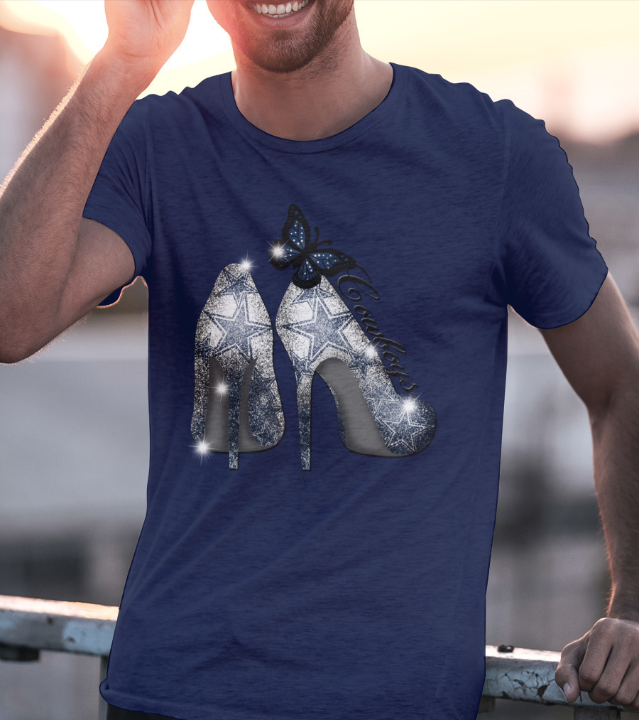 Dallas Cowboys Heels And Butterfly Sparkle Stars T-Shirt