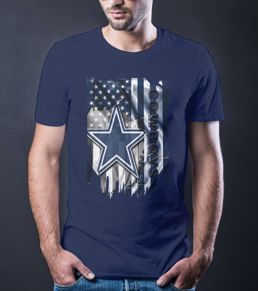 Cowboys American Flag Star Logo Navy Blue T-Shirt