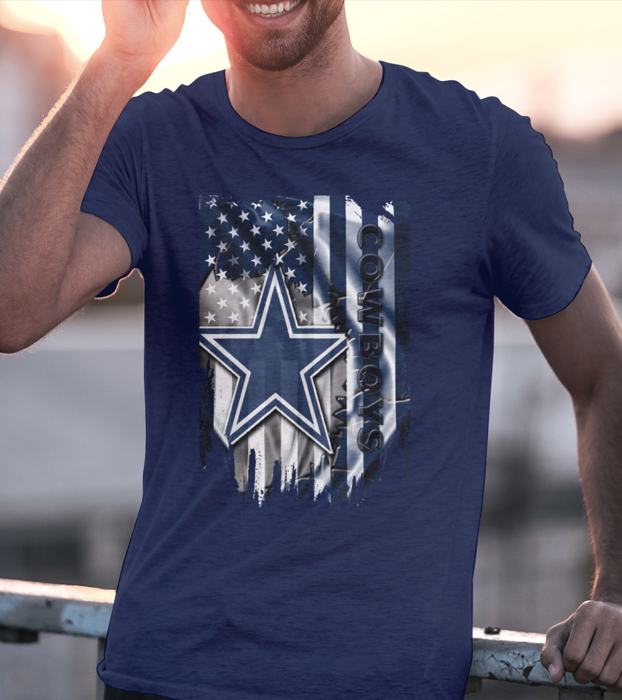 Cowboys American Flag Star Logo Navy Blue T-Shirt