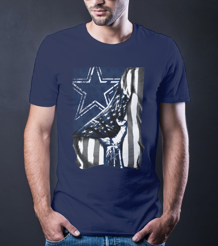 Dallas Cowboys Star Fist With American Flag T-Shirt