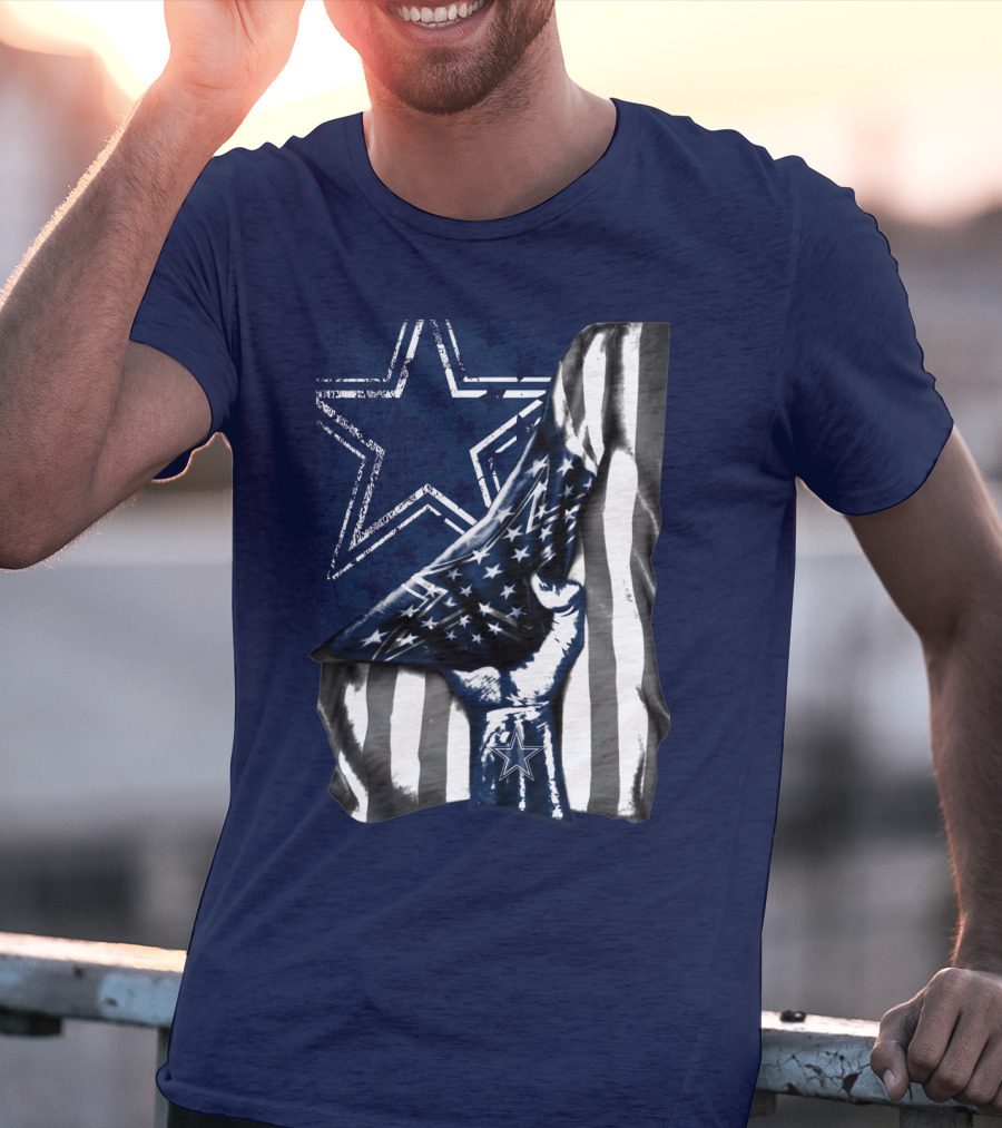 Dallas Cowboys Star Fist With American Flag T-Shirt