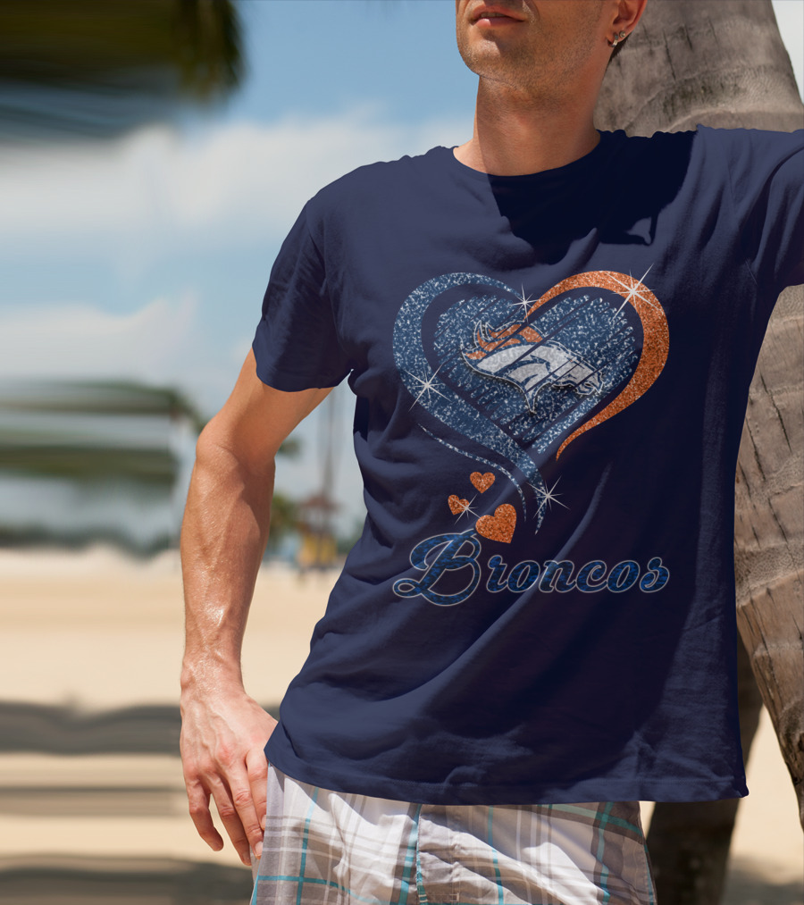 Broncos Heart Glitter T-Shirt