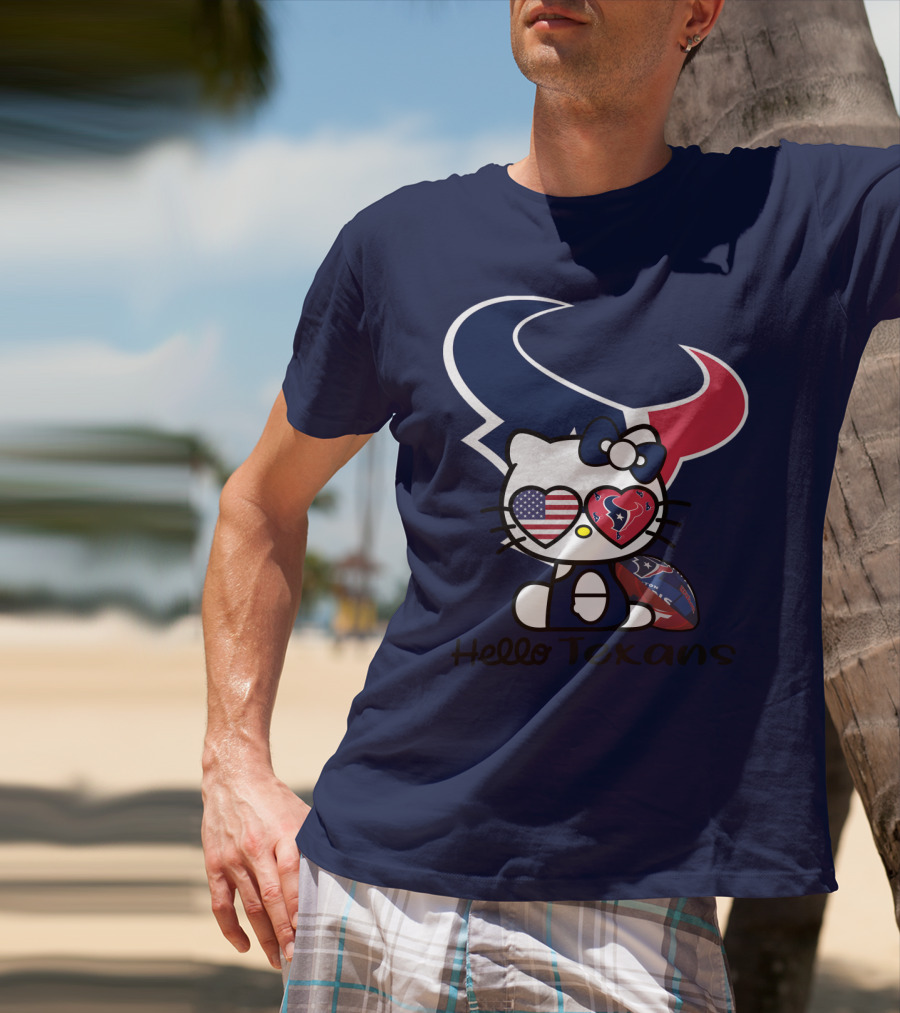 Hello Texans Houston Texans American Flag Football T-Shirt