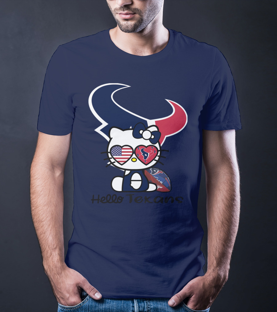 Hello Texans Houston Texans American Flag Football T-Shirt