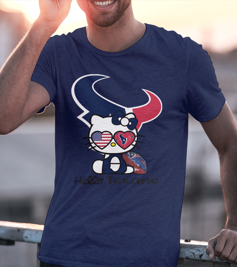 Hello Texans Houston Texans American Flag Football T-Shirt