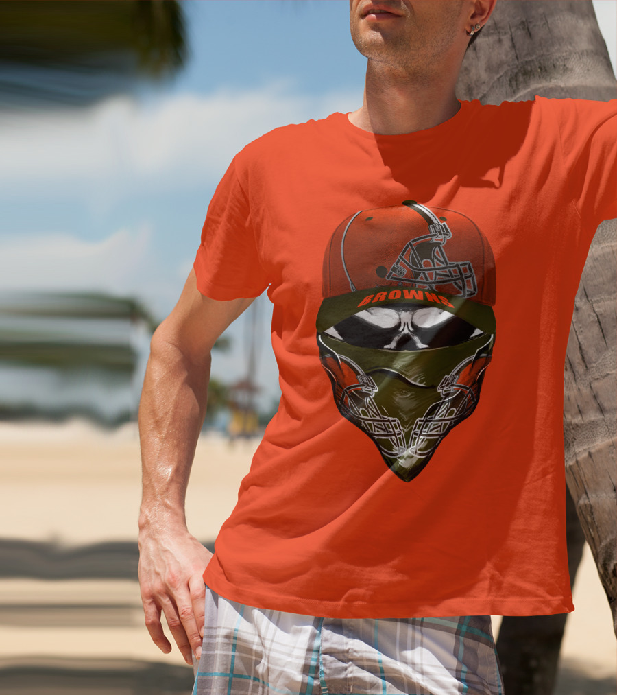 Cleveland Browns Helmet Cap And Bandana Combo T-Shirt