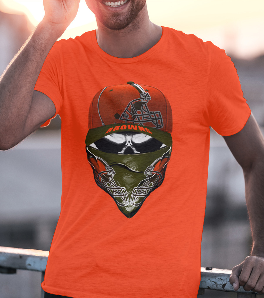 Cleveland Browns Helmet Cap And Bandana Combo T-Shirt