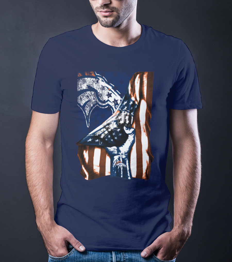 Denver Broncos American Flag Fist T-Shirt