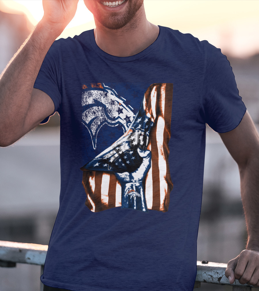 Denver Broncos American Flag Fist T-Shirt
