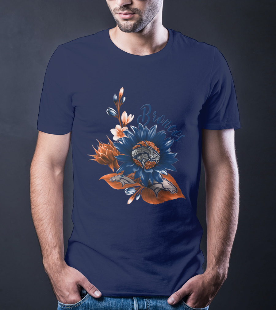 Broncos Floral Design With Team Logo Elements T-Shirt