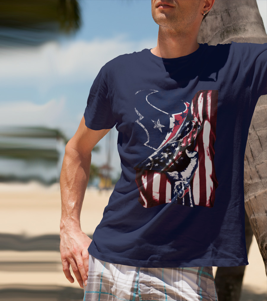 Houston Texans American Flag Fist T-Shirt