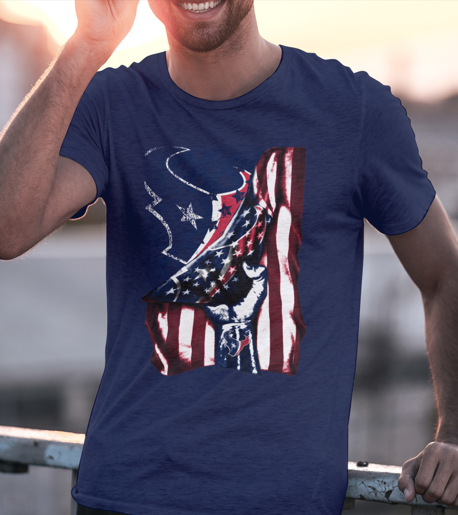 Houston Texans American Flag Fist T-Shirt