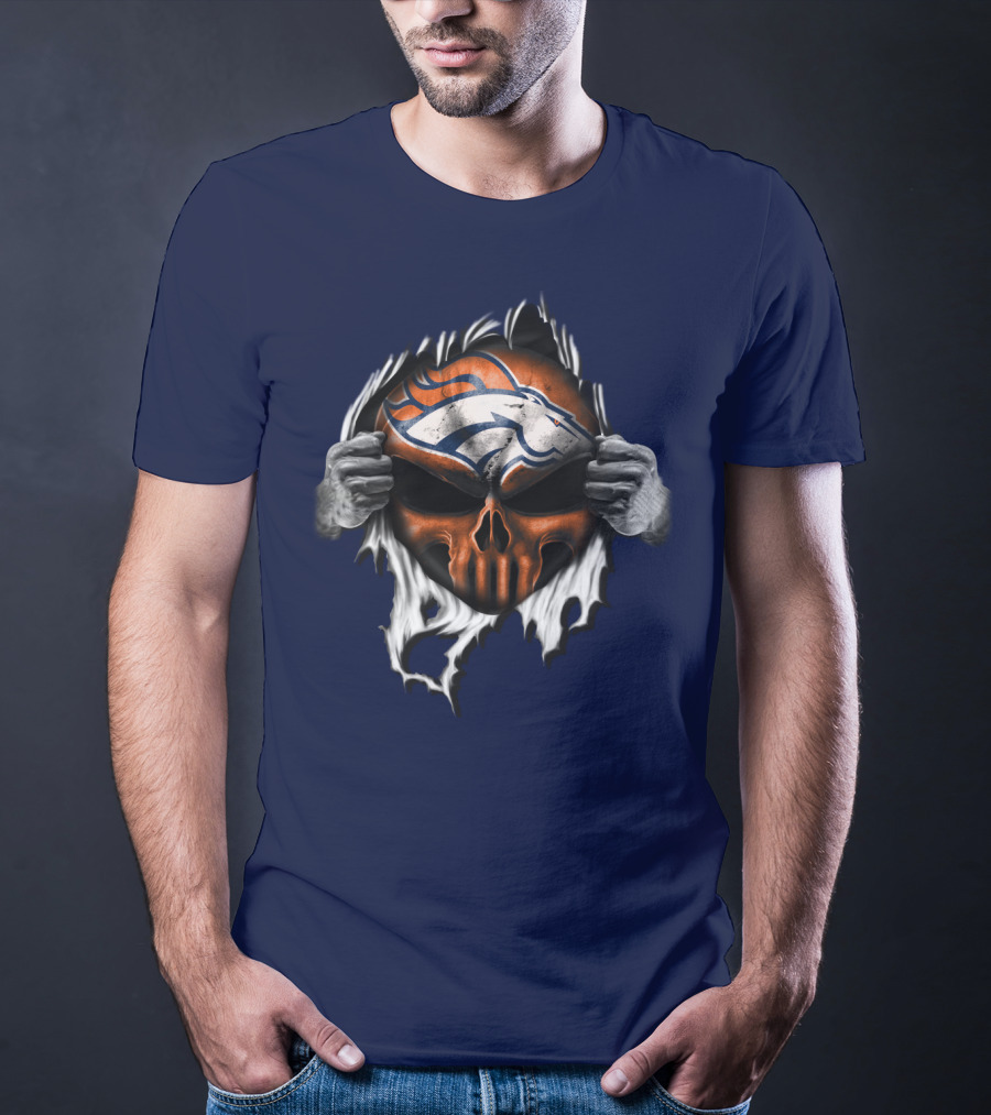Denver Broncos Skull Logo Peeling T-Shirt