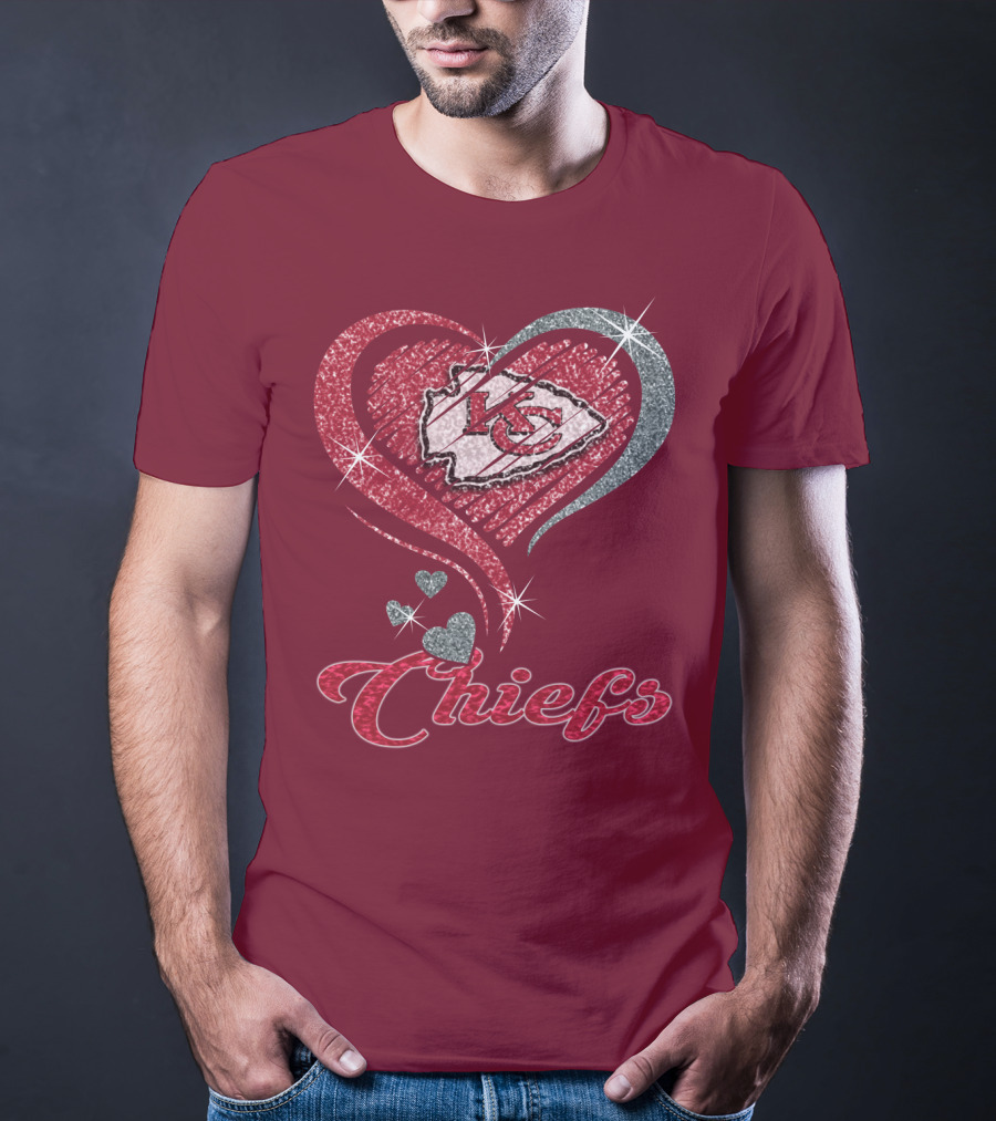 Kansas City Chiefs Heart Logo Sparkle Chiefs T-Shirt