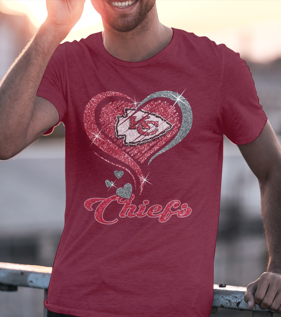 Kansas City Chiefs Heart Logo Sparkle Chiefs T-Shirt