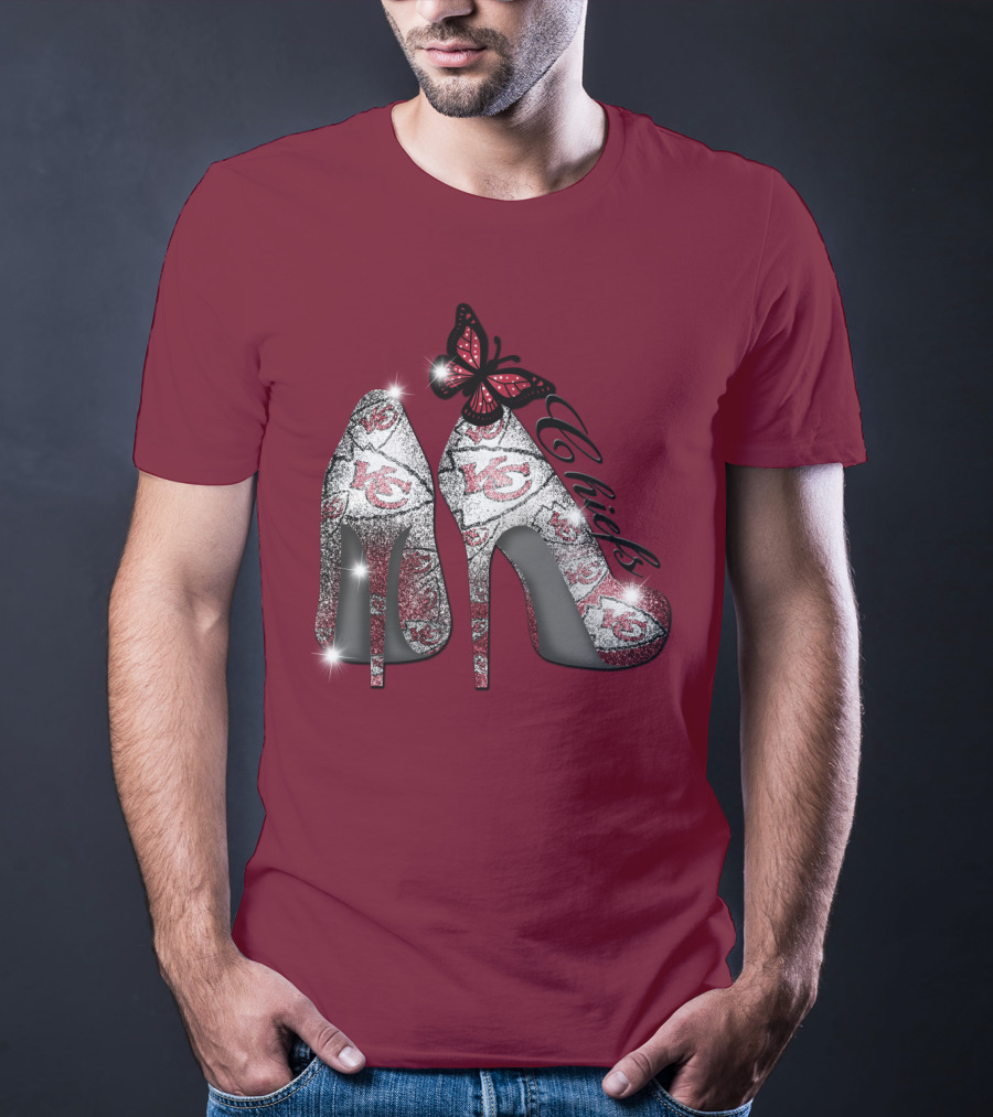 Kansas City Chiefs High Heels With Butterfly T-Shirt