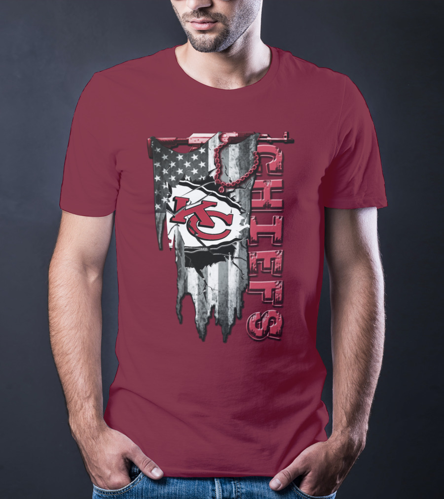 Chiefs Kc American Flag Torn T-Shirt