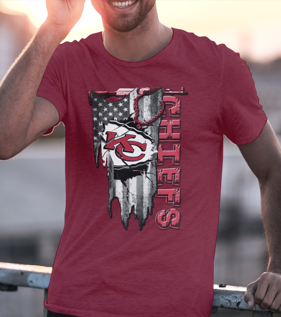 Chiefs Kc American Flag Torn T-Shirt