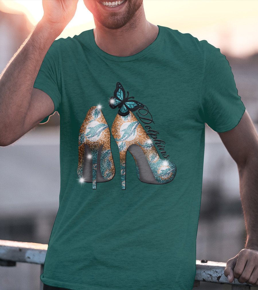 Miami Dolphins Heels With Butterfly T-Shirt