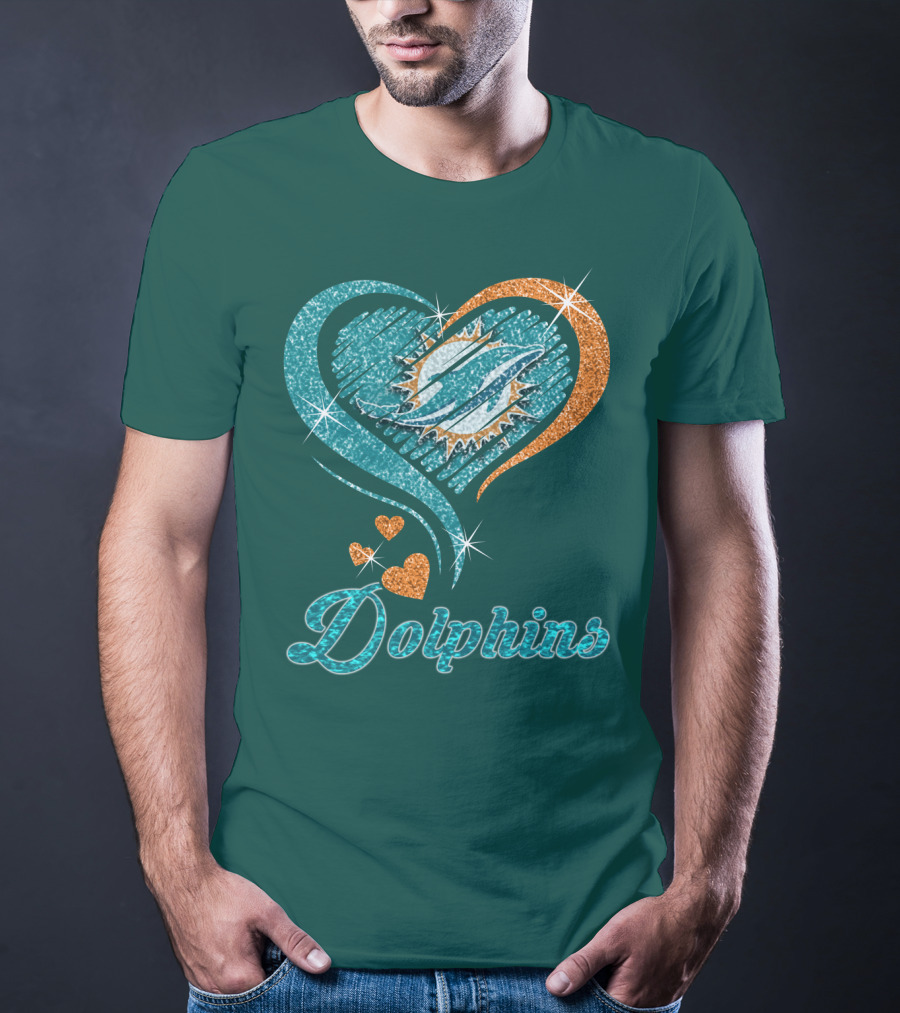Miami Dolphins Sparkling Heart T-Shirt