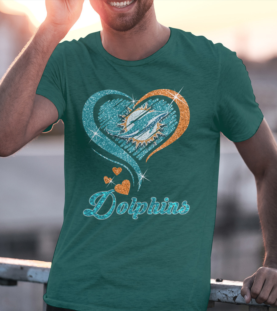 Miami Dolphins Sparkling Heart T-Shirt