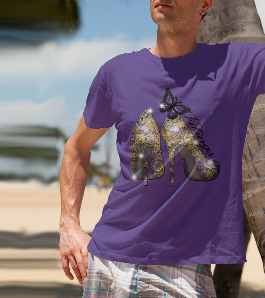 Minnesota Vikings High Heels Butterfly Sparkle T-Shirt