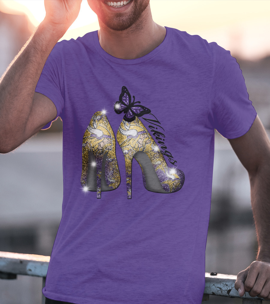 Minnesota Vikings High Heels Butterfly Sparkle T-Shirt