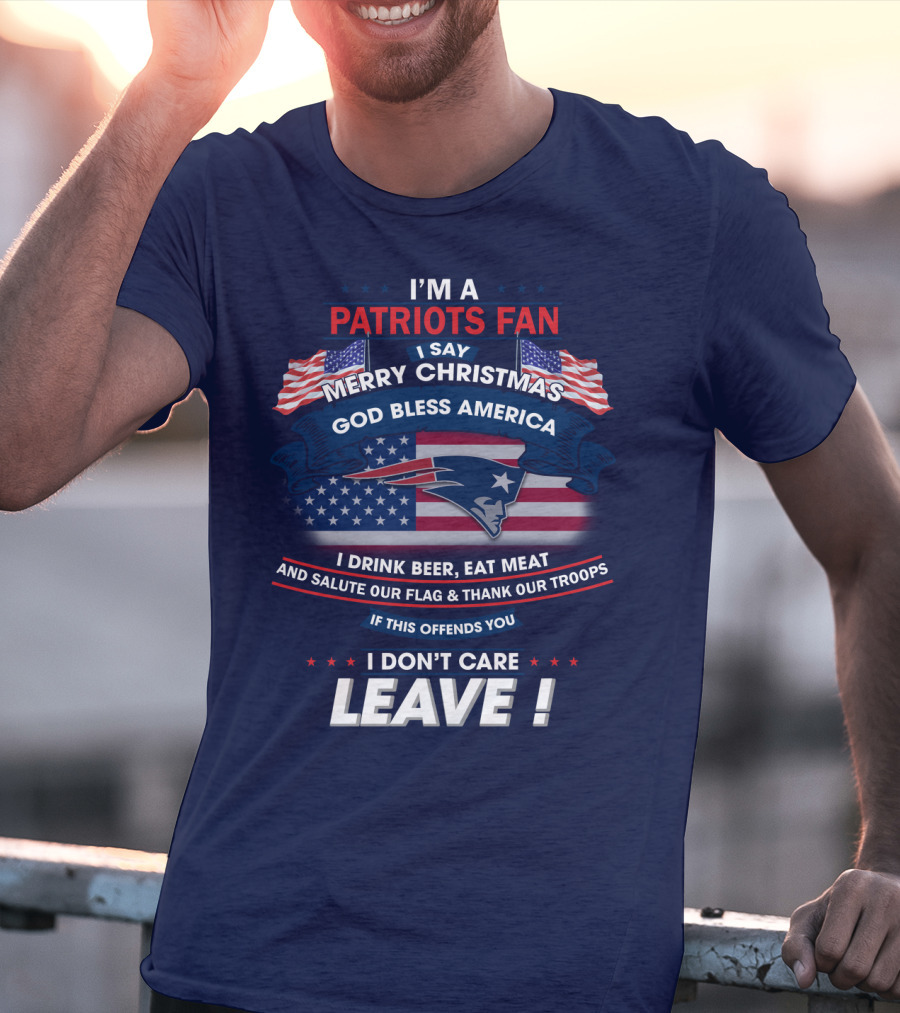 I'm A Patriots Fan Merry Christmas God Bless America T-Shirt