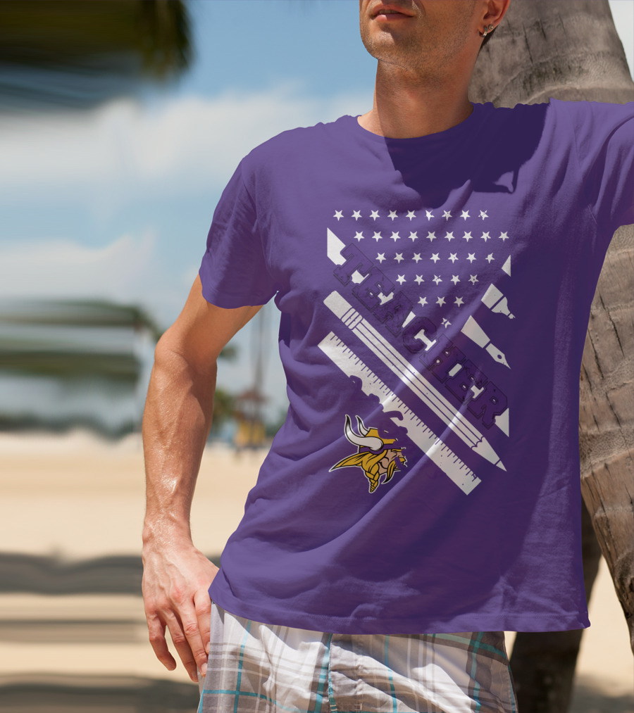 Minnesota Vikings Teacher Ruler Stars T-Shirt