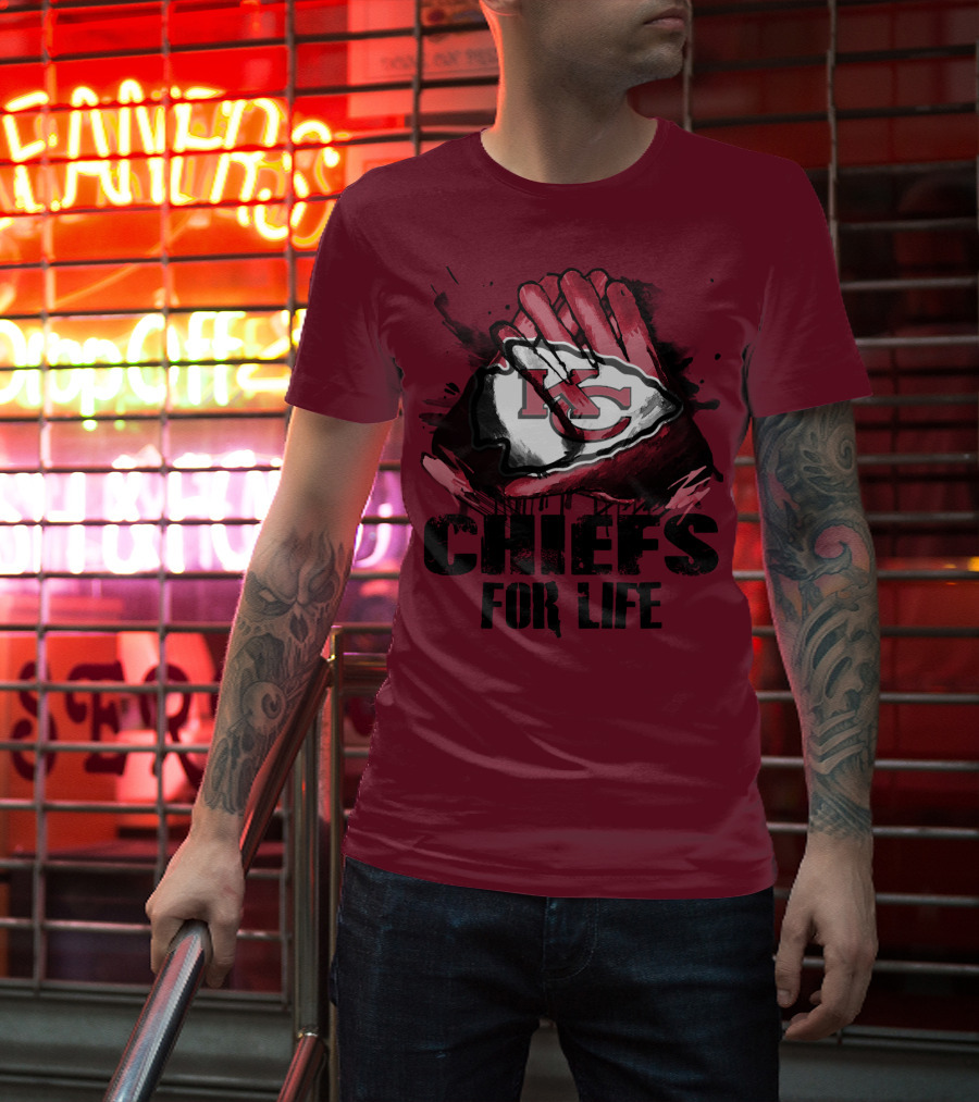 Kansas City Chiefs For Life Kc Logo Football Glove T-Shirt