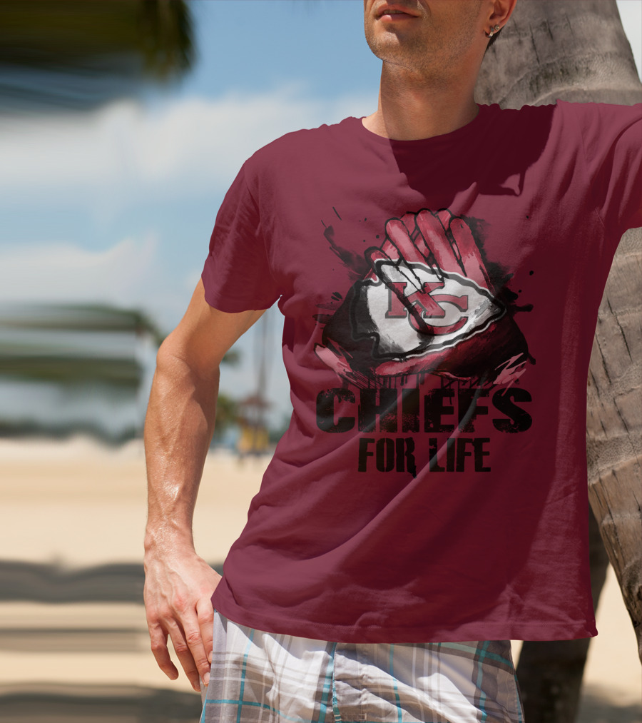 Kansas City Chiefs For Life Kc Logo Football Glove T-Shirt