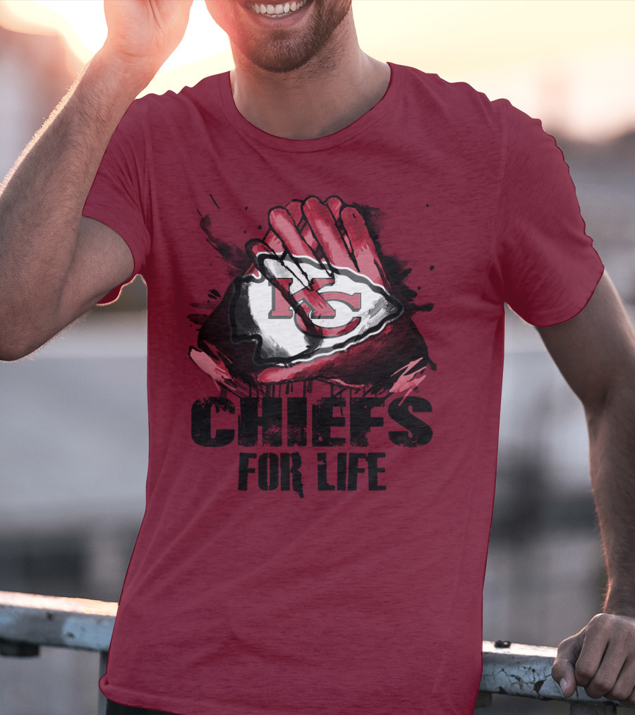 Kansas City Chiefs For Life Kc Logo Football Glove T-Shirt