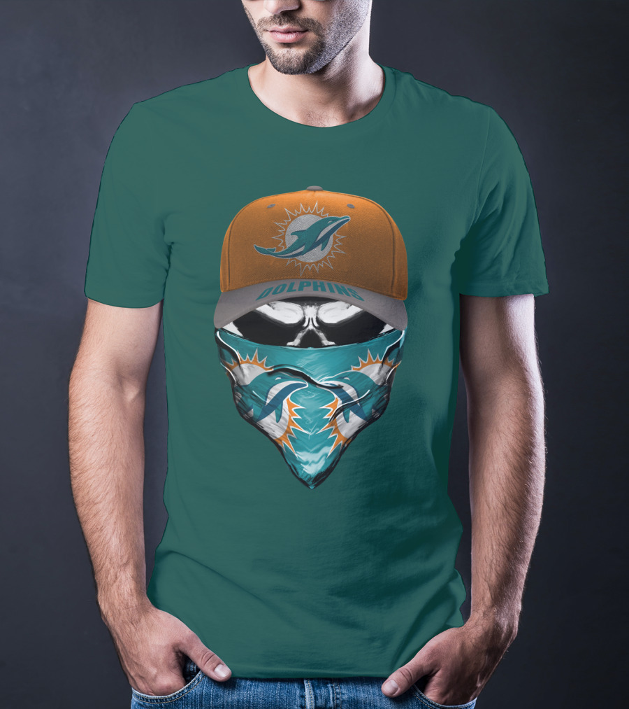 Dolphins Miami Dolphins Logo Mask And Cap T-Shirt
