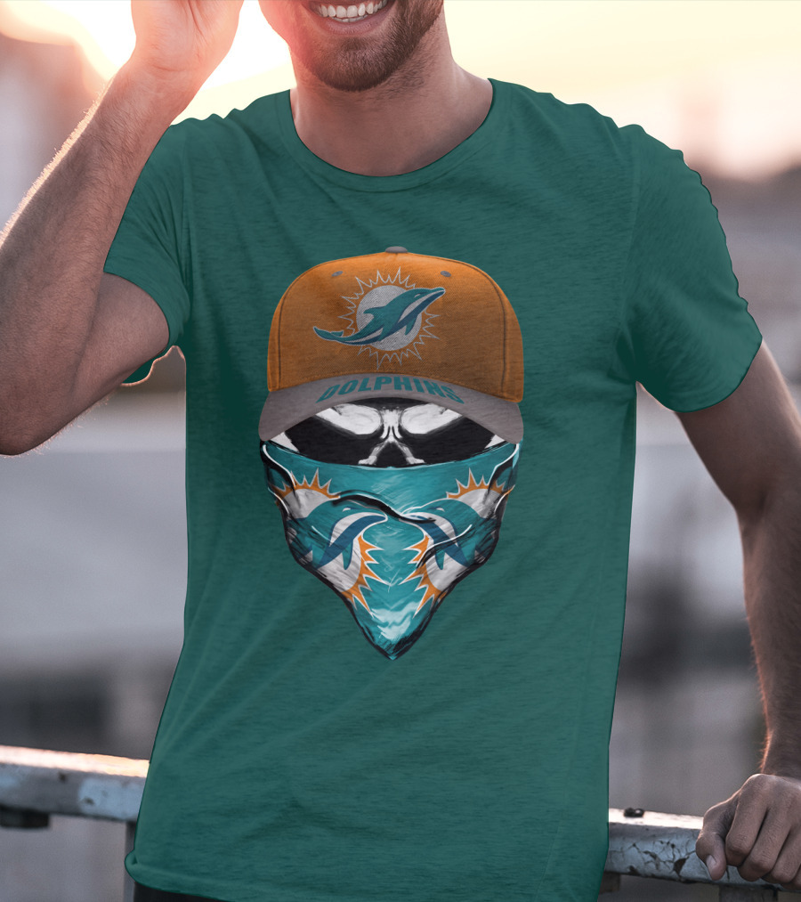 Dolphins Miami Dolphins Logo Mask And Cap T-Shirt