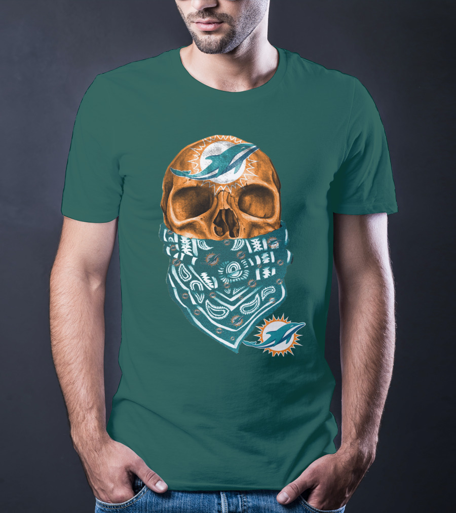 Miami Dolphins Skull Bandana T-Shirt