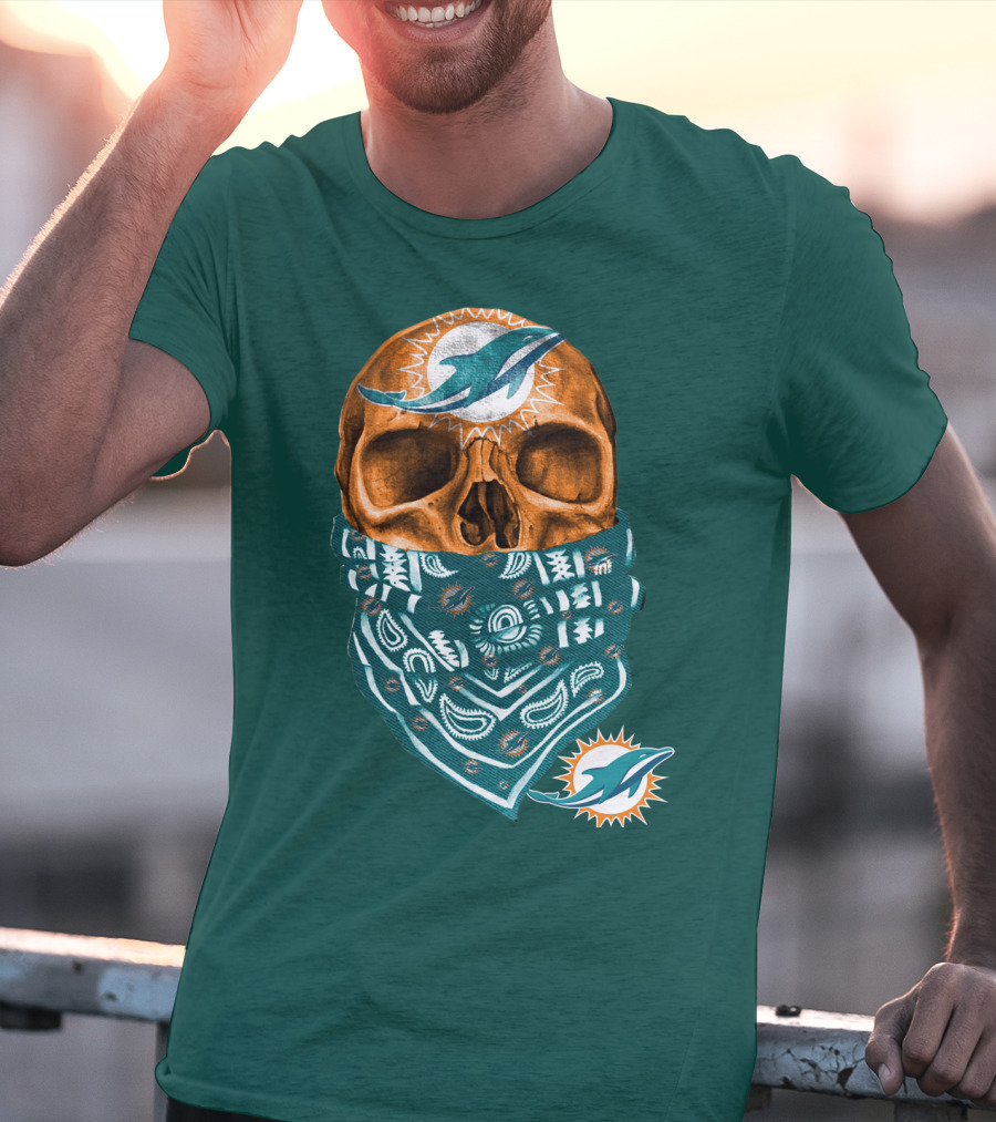 Miami Dolphins Skull Bandana T-Shirt