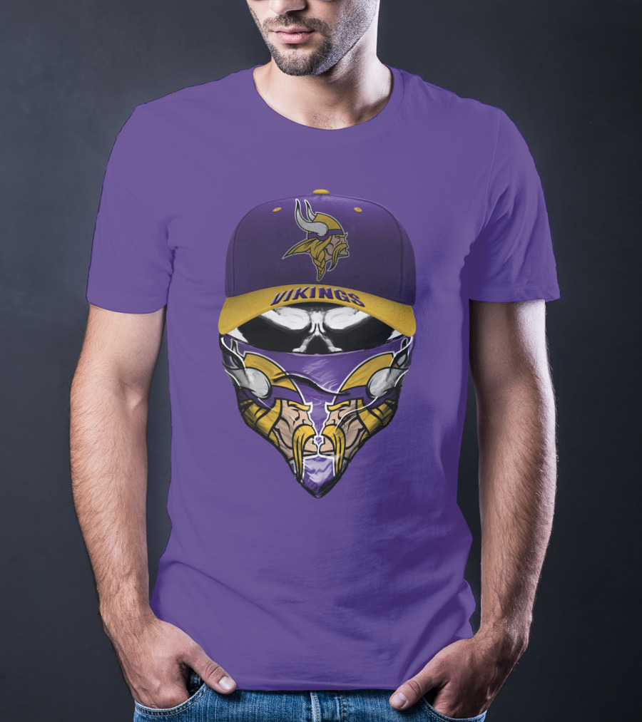 Minnesota Vikings Vikings Logo Hat And Mask Combo T-Shirt