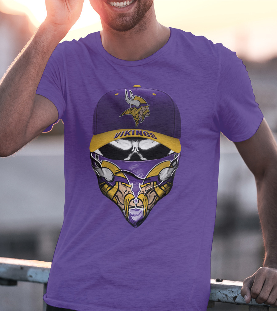 Minnesota Vikings Vikings Logo Hat And Mask Combo T-Shirt