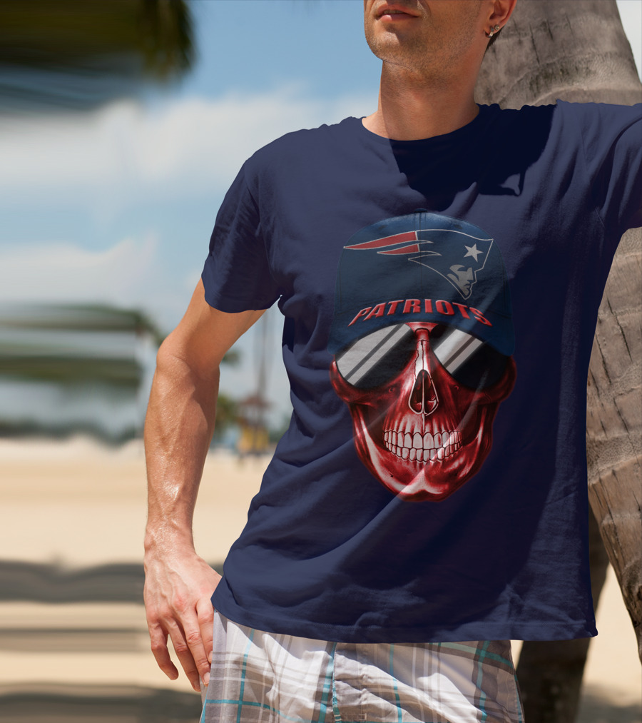 Patriots Skull With Nfl Logo Hat T-Shirt