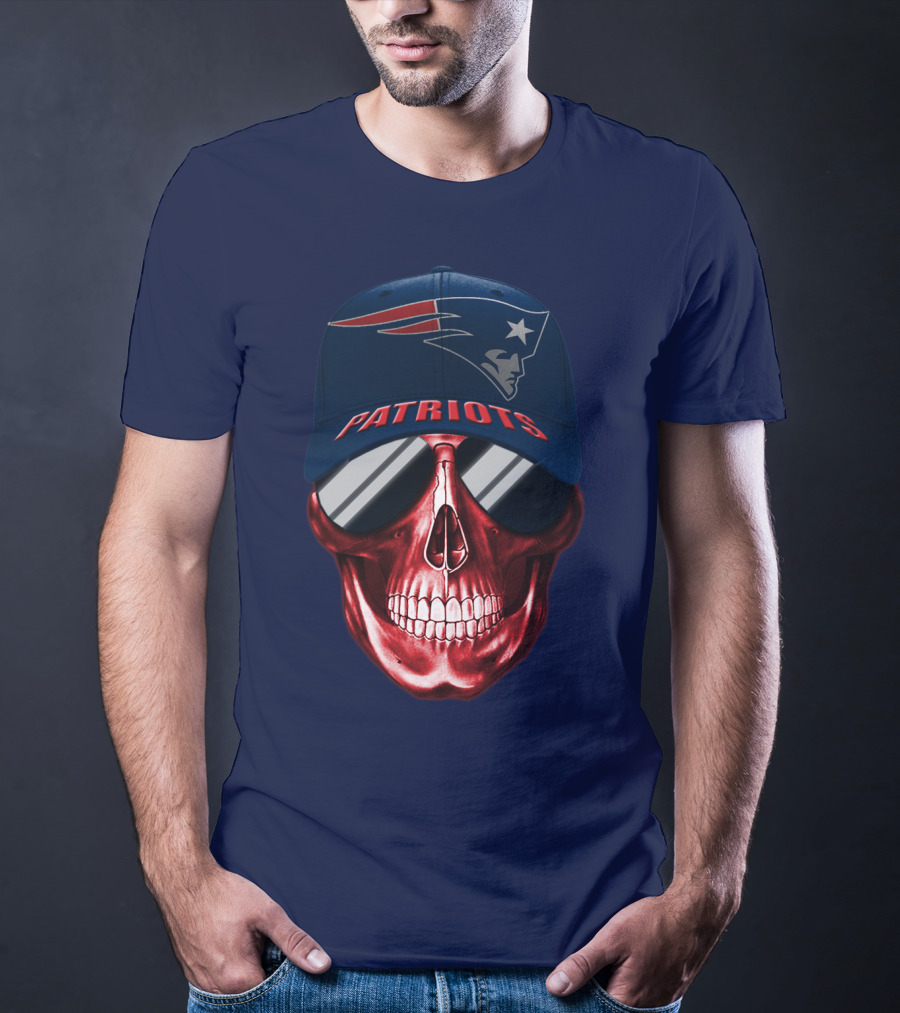 Patriots Skull With Nfl Logo Hat T-Shirt