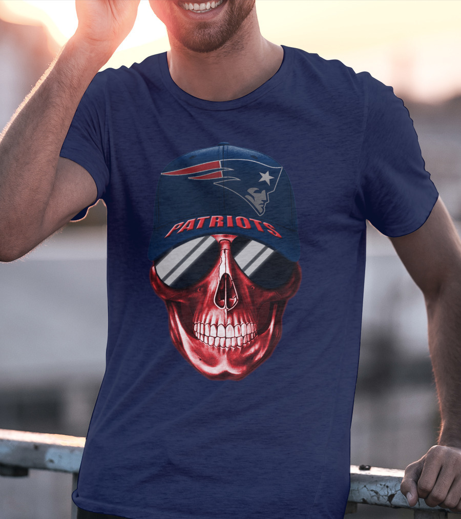 Patriots Skull With Nfl Logo Hat T-Shirt