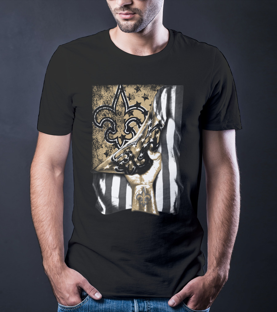 New Orleans Saints Fleur-De-Lis American Flag Fan Pride T-Shirt