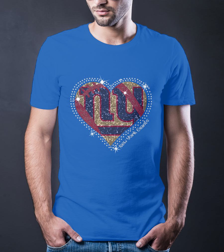 New York Giants Heart Sparkle Football T-Shirt