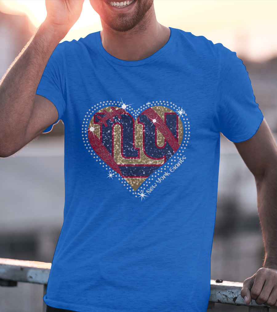 New York Giants Heart Sparkle Football T-Shirt
