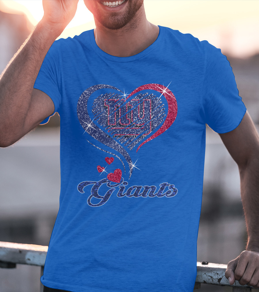 Giants New York Heart Logo Sparkle T-Shirt
