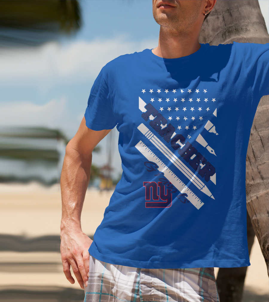 New York Giants Teacher Stars And Stripes Ruler Pen T-Shirt