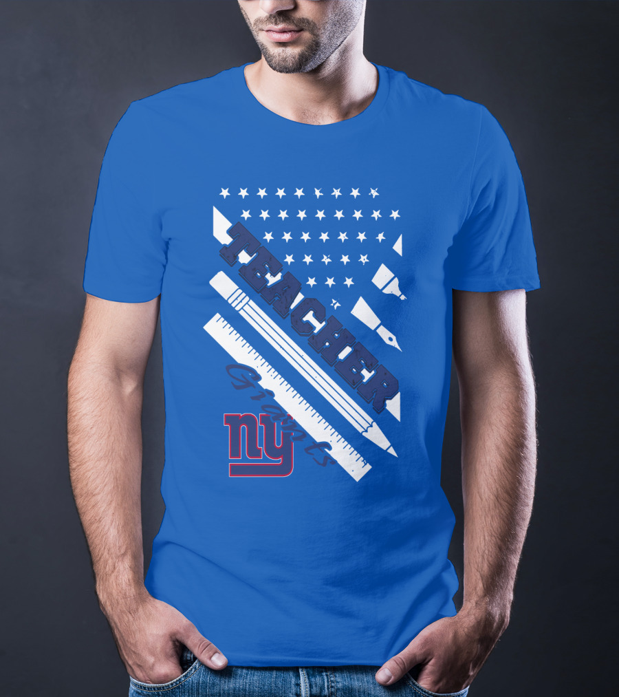 New York Giants Teacher Stars And Stripes Ruler Pen T-Shirt