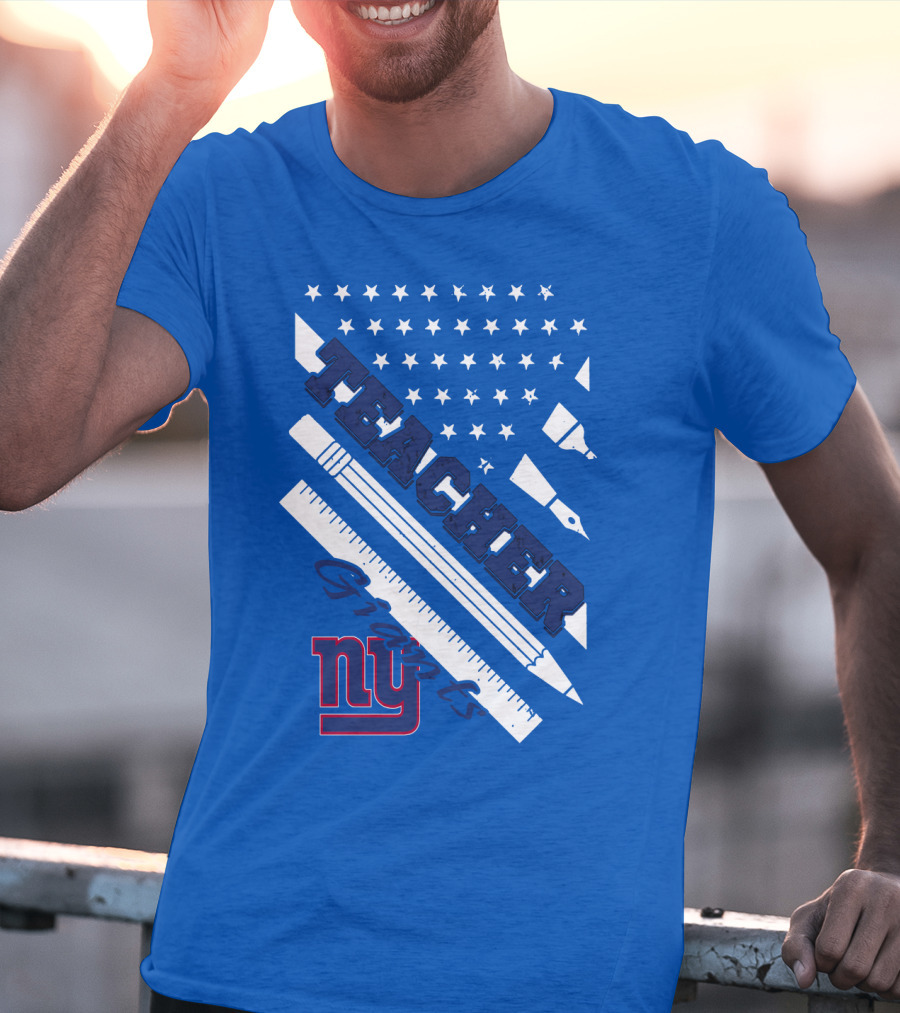 New York Giants Teacher Stars And Stripes Ruler Pen T-Shirt