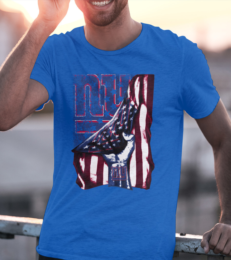New York Giants American Flag Fist T-Shirt